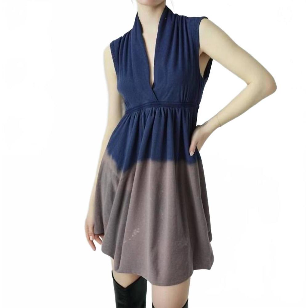 NEW TOUGH LUV grecian goddess pocket dress in vintage blue